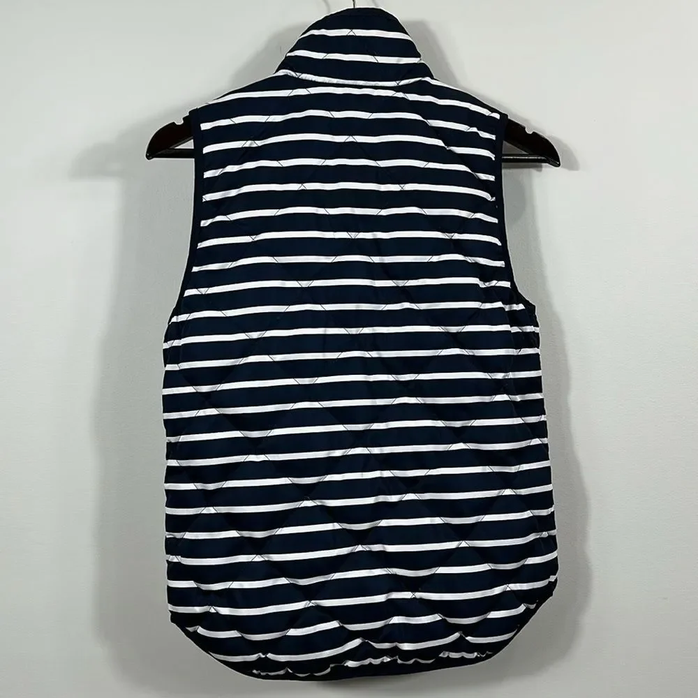 J. Crew Blue Navy White Down Puffer Nautical Vest Women XS